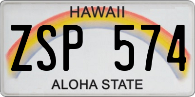 HI license plate ZSP574