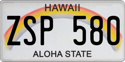 HI license plate ZSP580