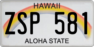 HI license plate ZSP581