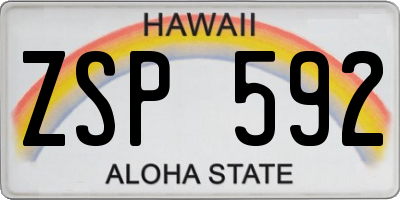 HI license plate ZSP592