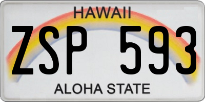 HI license plate ZSP593