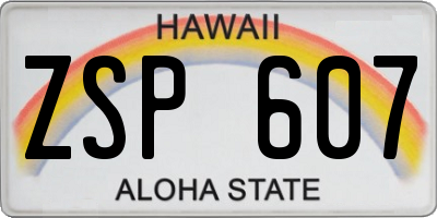 HI license plate ZSP607