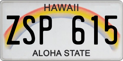 HI license plate ZSP615