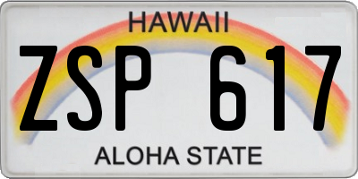HI license plate ZSP617