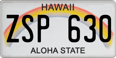 HI license plate ZSP630