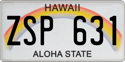 HI license plate ZSP631