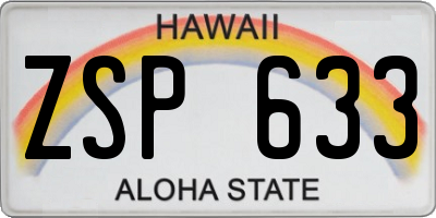 HI license plate ZSP633