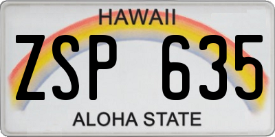 HI license plate ZSP635
