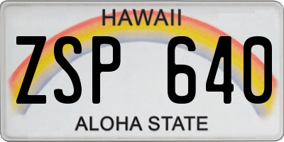 HI license plate ZSP640