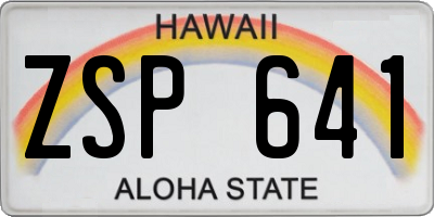 HI license plate ZSP641