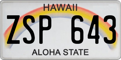 HI license plate ZSP643