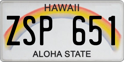 HI license plate ZSP651