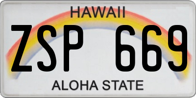 HI license plate ZSP669