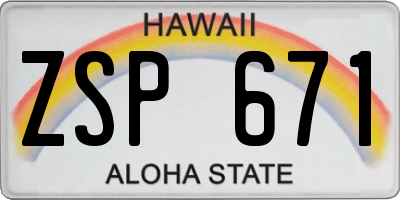 HI license plate ZSP671