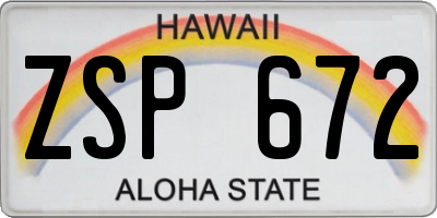 HI license plate ZSP672