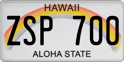 HI license plate ZSP700