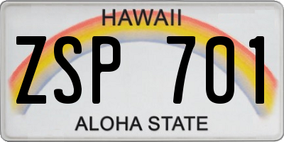 HI license plate ZSP701