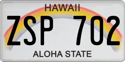 HI license plate ZSP702