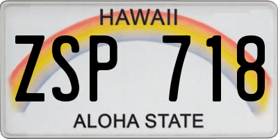 HI license plate ZSP718