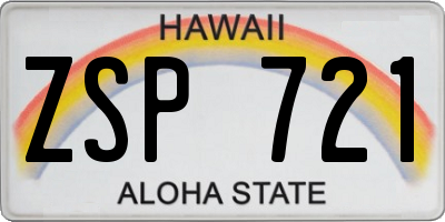 HI license plate ZSP721