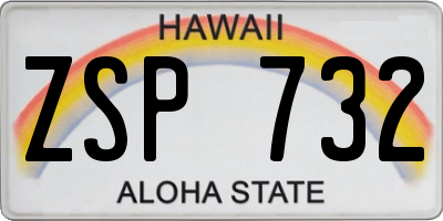 HI license plate ZSP732