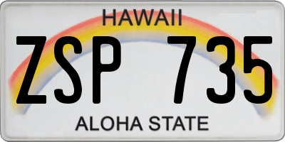 HI license plate ZSP735