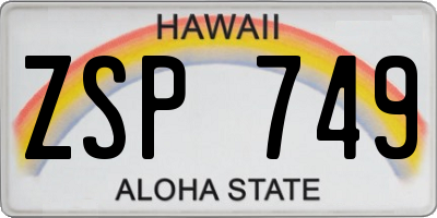 HI license plate ZSP749