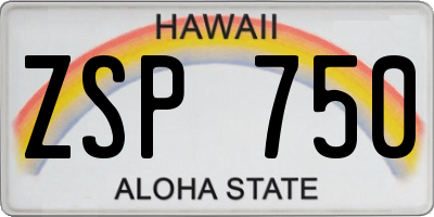 HI license plate ZSP750