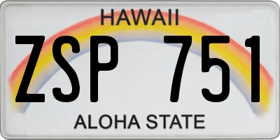 HI license plate ZSP751