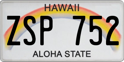 HI license plate ZSP752