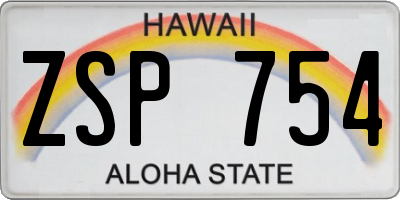 HI license plate ZSP754