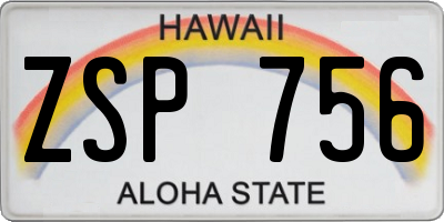 HI license plate ZSP756