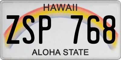 HI license plate ZSP768