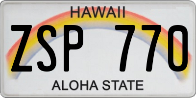 HI license plate ZSP770