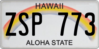 HI license plate ZSP773