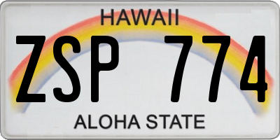 HI license plate ZSP774
