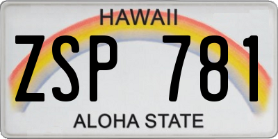 HI license plate ZSP781