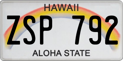 HI license plate ZSP792