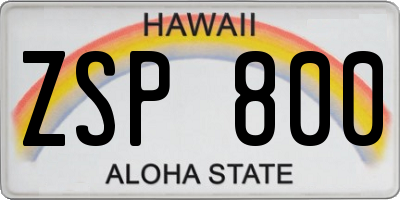 HI license plate ZSP800