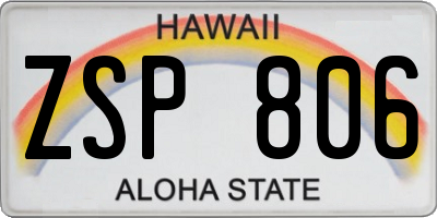 HI license plate ZSP806