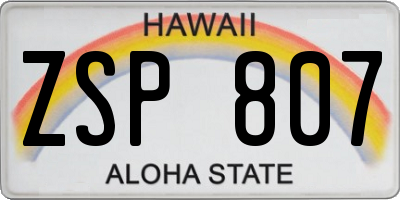 HI license plate ZSP807