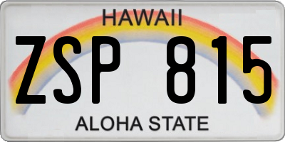 HI license plate ZSP815