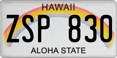 HI license plate ZSP830