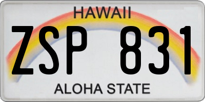 HI license plate ZSP831
