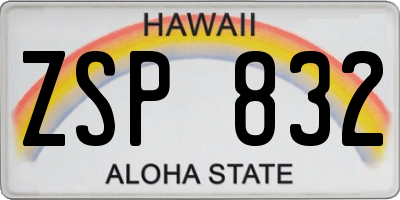 HI license plate ZSP832