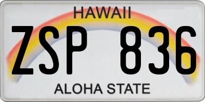 HI license plate ZSP836