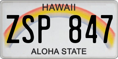 HI license plate ZSP847