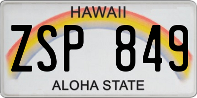 HI license plate ZSP849