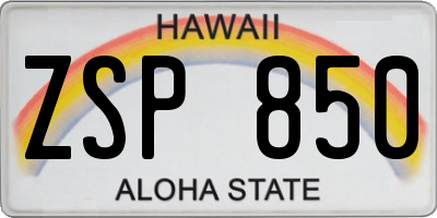 HI license plate ZSP850