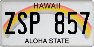 HI license plate ZSP857
